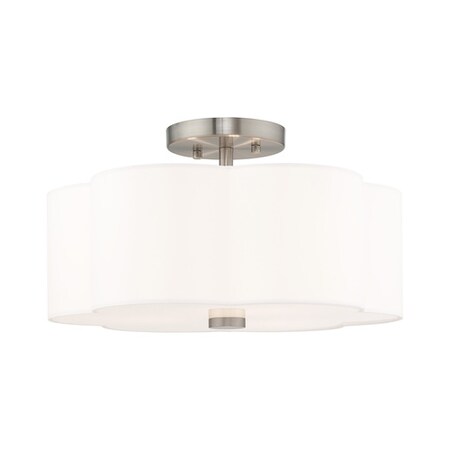 Livex Lighting Chelsea 3 Light Brushed Nickel Ceiling Mount 52153-91