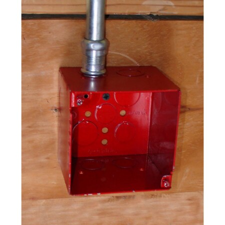 Garvin Four Square 3-1/2" Extra Deep J-Box Red 1/2 And 3/4" Side Ko 52181-RED