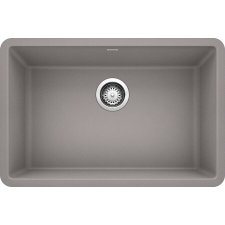 Blanco Precis Silgranit 27" Single Bowl, Metallic Gray, Undermount Mount, 0 Hole 522428