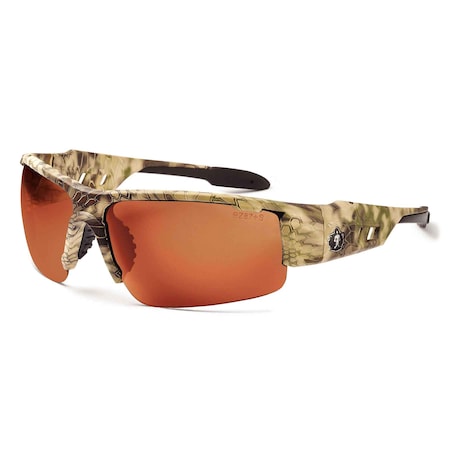 Ergodyne DAGR-PZ, Safety Glasses, Uncoated, Copper Lens, Kryptek Highlander Frame, Half-Frame, Polarized DAGR-PZHI