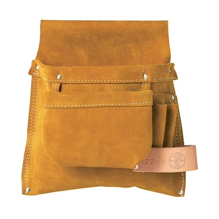 Klein Tools Tool Pouch, Tool Pouch, Brown, Leather, 4 Pockets 42246