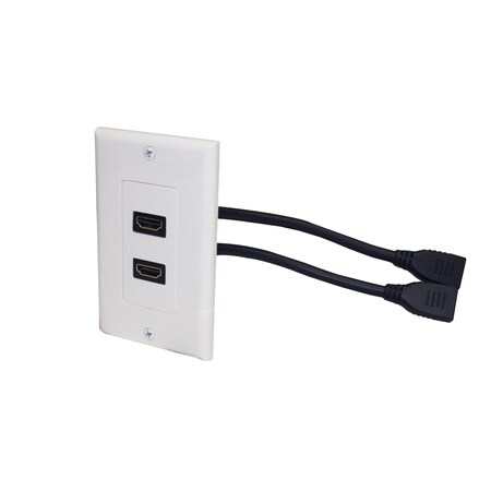 Steren Pigtail Decorator Wall Plate White, HDMI 526-102WH