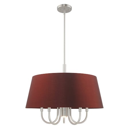 Livex Lighting Belclaire 6 Light Brushed Nickel Pendant Chandelier 52905-91