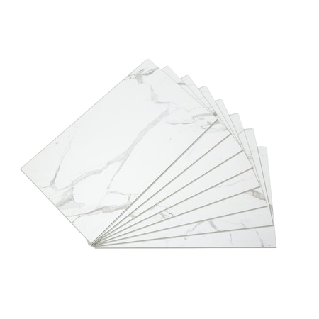 Palisade Vinyl Wall Tile 25.6"L x 14.8"W in Carrara Marble, PK8 53010