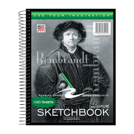 Roaring Spring Case of Sketch Books, 100 sht, 11"x8.5", Heavy 50lb White Drawing Paper, Spiral Bound, PK12 53101cs