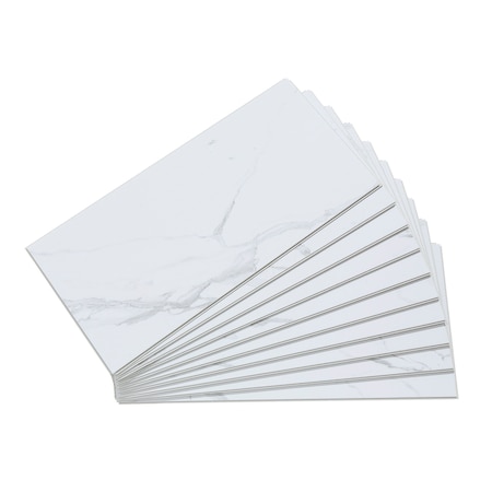 Palisade Vinyl Wall Tile 23.2"L x 11.1"W in Carrara Marble (Carton of 10) 53510