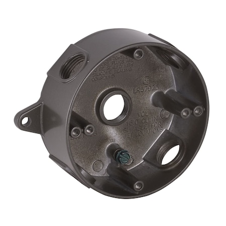 Bell Outdoor Electrical Box, 16 cu in, Round Box Type, 2 Gangs, Aluminum, Round Shape 5361-2