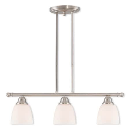 Livex Lighting Somerville 3 Light Brushed Nickel Linear Chandelier 53854-91