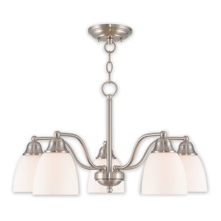 Livex Lighting Somerville 5 Light Brushed Nickel Convertible Chandelier/Ceiling Mount 53855-91