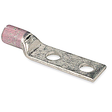 Abb Two-Hole Compression Lug, 1/0 AWG Max, 3/8 in Stud, Standard Barrel, Copper, Pink 54209
