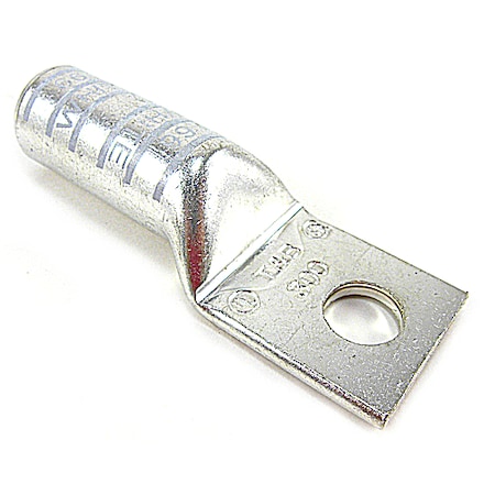 Abb One-Hole Compression Lug, 300 kcmil Max, 1/2 in Stud, Long Barrel, Copper, White 54914BE