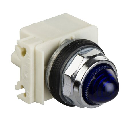 Schneider Electric Pilot light, Harmony 9001K, metal, polycarbonate, domed, blue, 30mm, 220-240V 9001KP7L9