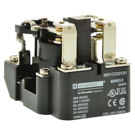 Schneider Electric Open Power Relay, 220V DC, DPDT, 8Pins 8501CDO22V64