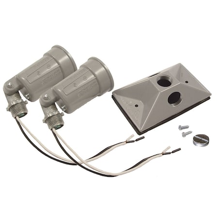 Bell Outdoor Weatherproof Cover, Single Gang Box Type, 3 Gang, Die-Cast Aluminum, Lampholder Cover Type 5621-0