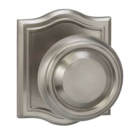 Omnia Passage 565 Knob Arched Rose, 2-3/4" Backset and T Strike Satin Nickel 565AR/234T.PA15