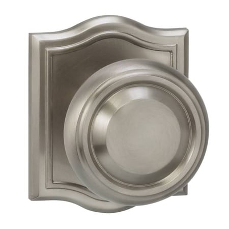 Omnia Pass 565 Knob Arched Rose, 238BS and Full Lip Strike Satin Nickel 565AR/238F.PA15