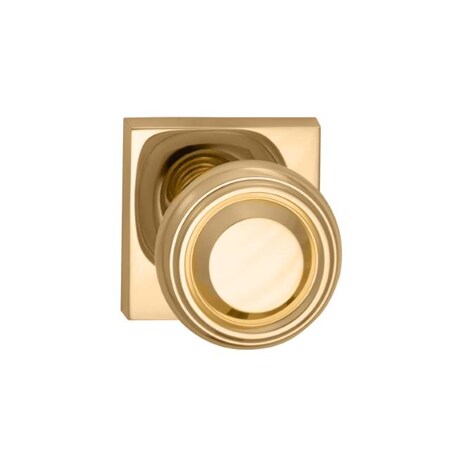 Omnia Privacy 565 Knob Square Rose, 2-3/8" Backset and T Strike Bright Brass 565SQ/238T.PR3