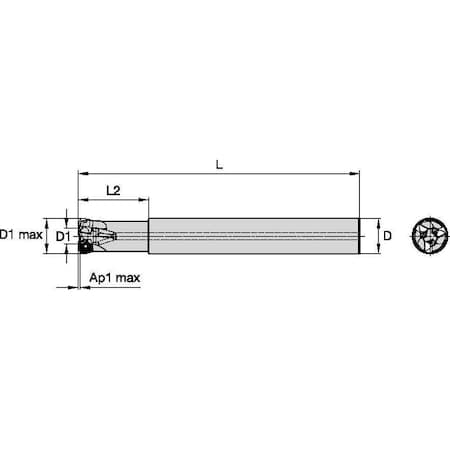 Widia Cutter, Mill, VXF-09 D1.00 Z2 In Cyl End VXF100Z02C100XD09L780
