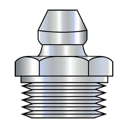 Zoro Select 1/4-18X.828 GREASE FIT PTF PIPE THREA ZINC ROHS, PK250 56FGS-PTF