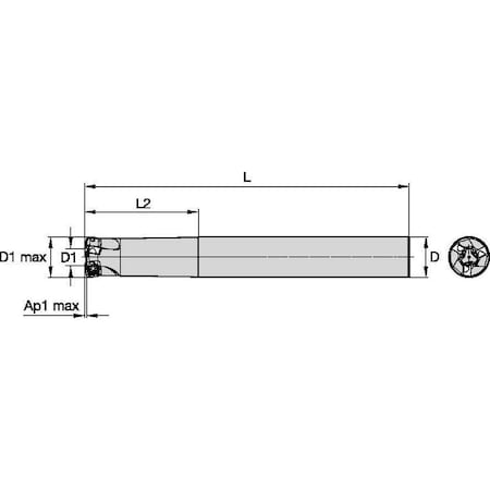 Widia Cutter, Mill, VXF-12 D1.25 Z3 In Cyl End VXF125Z03C125XD12L1000