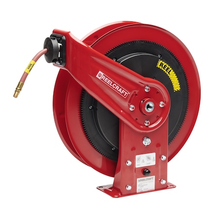 Reelcraft Spring Return Hose Reel, 1/2 in Hose Diameter, 50 ft Length, 300 psi Max. Pressure, Black, Red RS7850 OLP