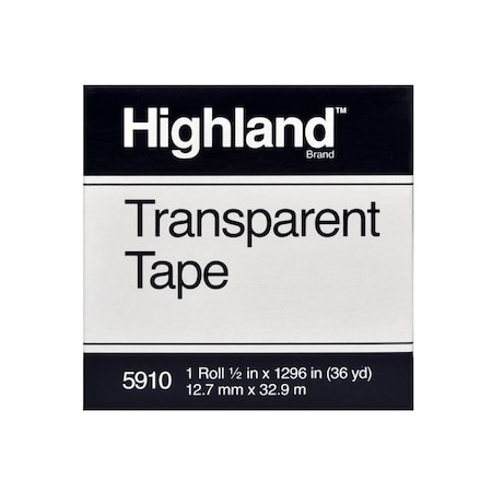 3M Highland Trans Tape 5910, 1/2"x12, PK144 5910