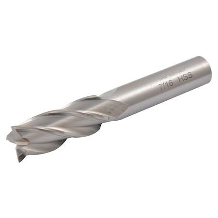 Hhip 7/16 X 3/8" 4 Flute High Speed Steel Single End Center Cut End Mill 5802-0437