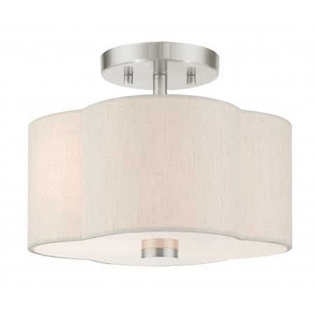 Livex Lighting Brushed Nickel Semi Flush, 2 Light 58061-91