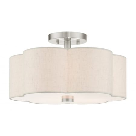 Livex Lighting Brushed Nickel Semi Flush, 3 Light 58063-91