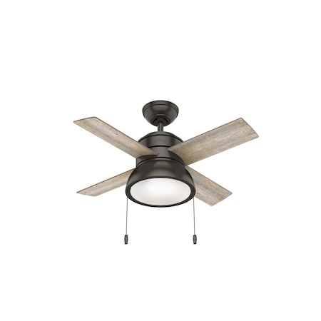 Hunter Decorative Ceiling Fan, 36 in Blade Dia, 4 Blades, 4 Speeds, 120, Noble Bronze 59387