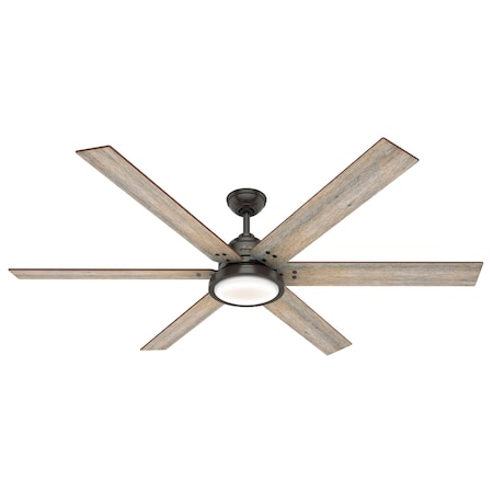 Hunter Decorative Ceiling Fan, 70 in Blade Dia, 6 Blades, 6 Speeds, 120, Noble Bronze 59397