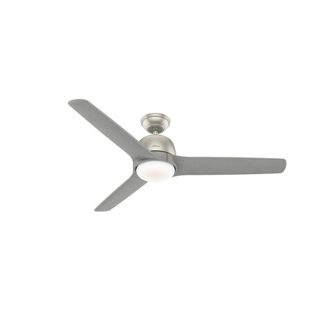 Hunter Decorative Ceiling Fan, 54 in Blade Dia, 3 Blades, 6 Speeds, 120, Matte Nickel 59424