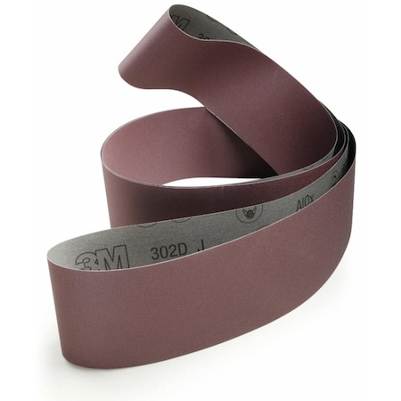 3M Sanding Belt, 3 in W, 132 in L, Coated, Aluminum Oxide, 80 Grit, Medium, 302D, Brown 7010363109