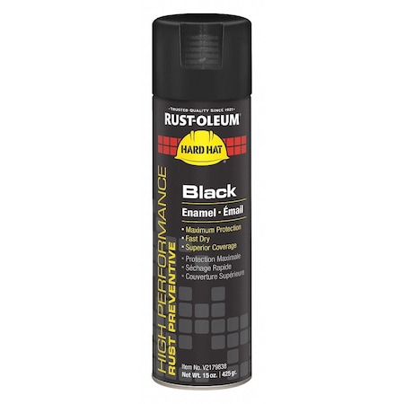 RUST-OLEUM Rust Preventative Spray Paint, Black, High Gloss, 15 oz V2179838