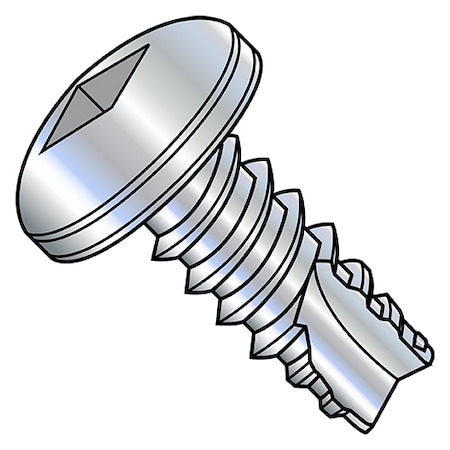 Zoro Select Thread Forming Screw, #6-20 x 1/4 in, Zinc Plated Steel Pan Head Square Drive, 10000 PK 06045QP