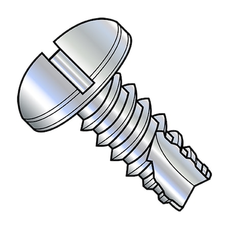 Zoro Select Thread Cutting Screw, #10-16 x 1/2 in, Zinc Plated Pan Head Slotted Drive, 8000 PK 10085SP
