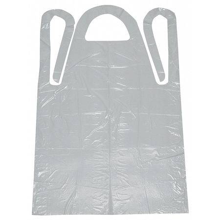 Condor Disposable Bib Apron, Polyethylene, 1.25 mil Thick, 46 in Long, White, Universal Size, PK100 5T315