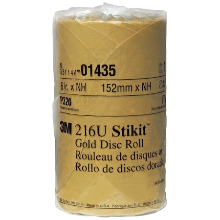 3M Stikit Gold Disc Roll, 01435, 6", P320, PK6 01435