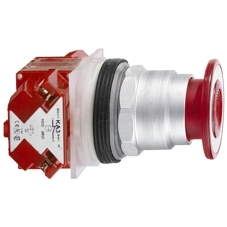 Schneider Electric Push button, Harmony 9001K, metal, mushroom 41mm, red, 30mm, 2 positions, push pull, 1NC 9001KR9RH6