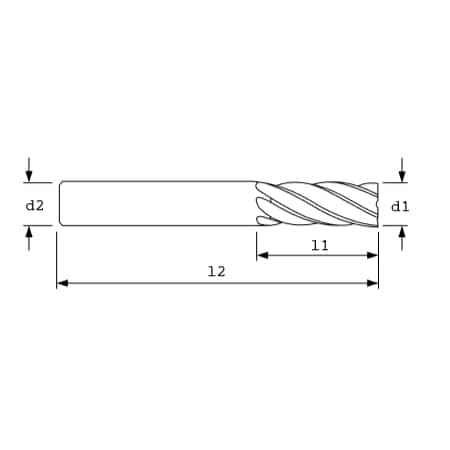 Ac Drills End Mill, STUB, SQ, 45Hx, 5FL, 1/2" dia. T Cd S85715