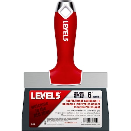 Level 5 Tools Taping Knife, BS, Soft Grip, 6 5-122