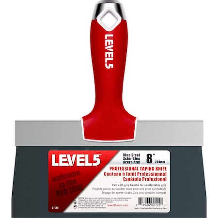 Level 5 Tools Taping Knife, BS, Soft Grip, 8" 5-124