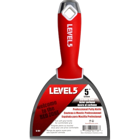 Level 5 Tools Putty Knife, CS, Soft Grip, 5" 5-151