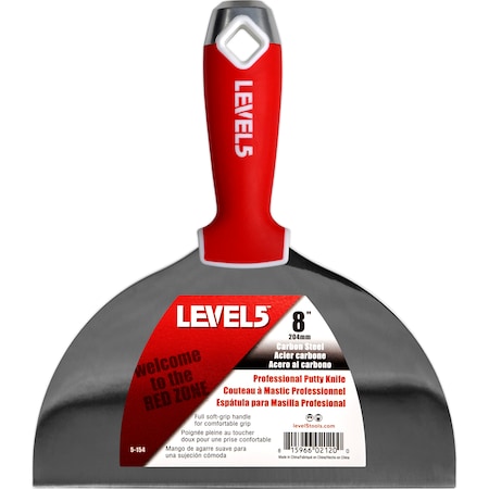 Level 5 Tools Putty Knife, CS, Soft Grip, 8 5-154