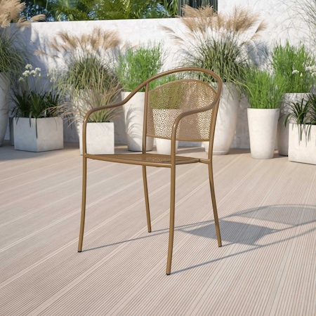 Flash Furniture Gold Steel Patio Arm Chair with Round Back, PK5 5-CO-3-GD-GG