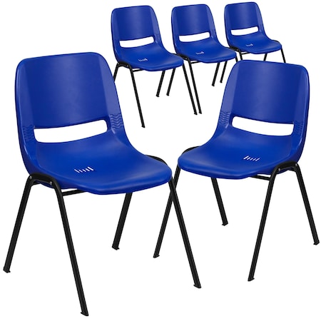 Flash Furniture Navy Stack Chair-Black Frame, PK5 5-RUT-12-NVY-BLACK-GG