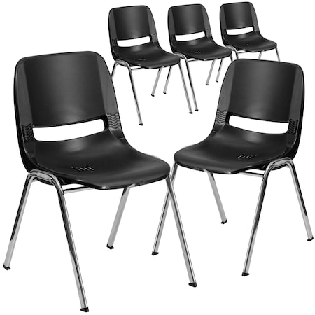 Flash Furniture Black Stack Chair-Chrome Frame, PK5 5-RUT-16-BK-CHR-GG