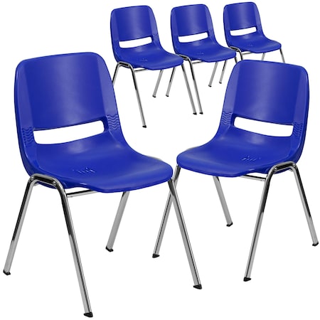 Flash Furniture Navy Stack Chair-Chrome Frame, PK5 5-RUT-16-NVY-CHR-GG