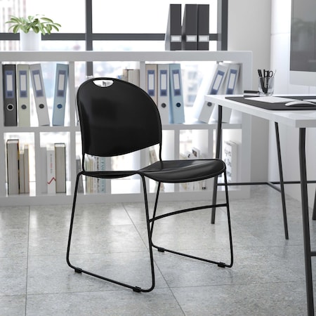 Flash Furniture Black Stack Chair-Black Frame, PK5 5-RUT-188-BK-GG