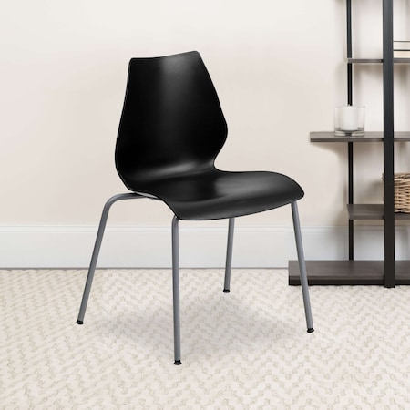Flash Furniture Black Plastic Stack Chair, PK5 5-RUT-288-BK-GG